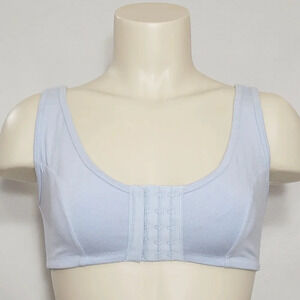 Dr. Rey's Shapewear 90% Cotton Front Close Wire Free Bra SMALL Blue New without